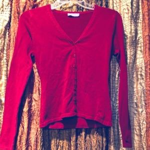 Burgundy V-Neck Cardigan